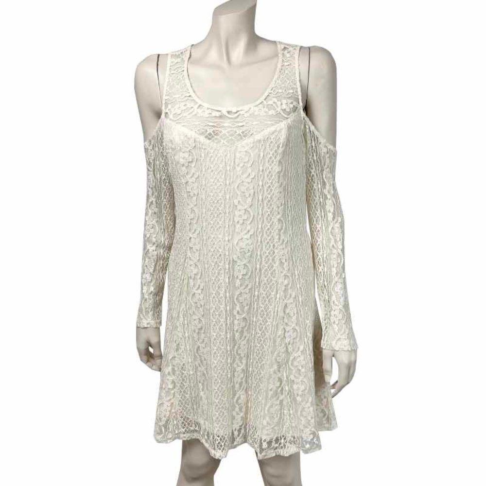 Hollister Ivory Lace Cold Shoulder Dress